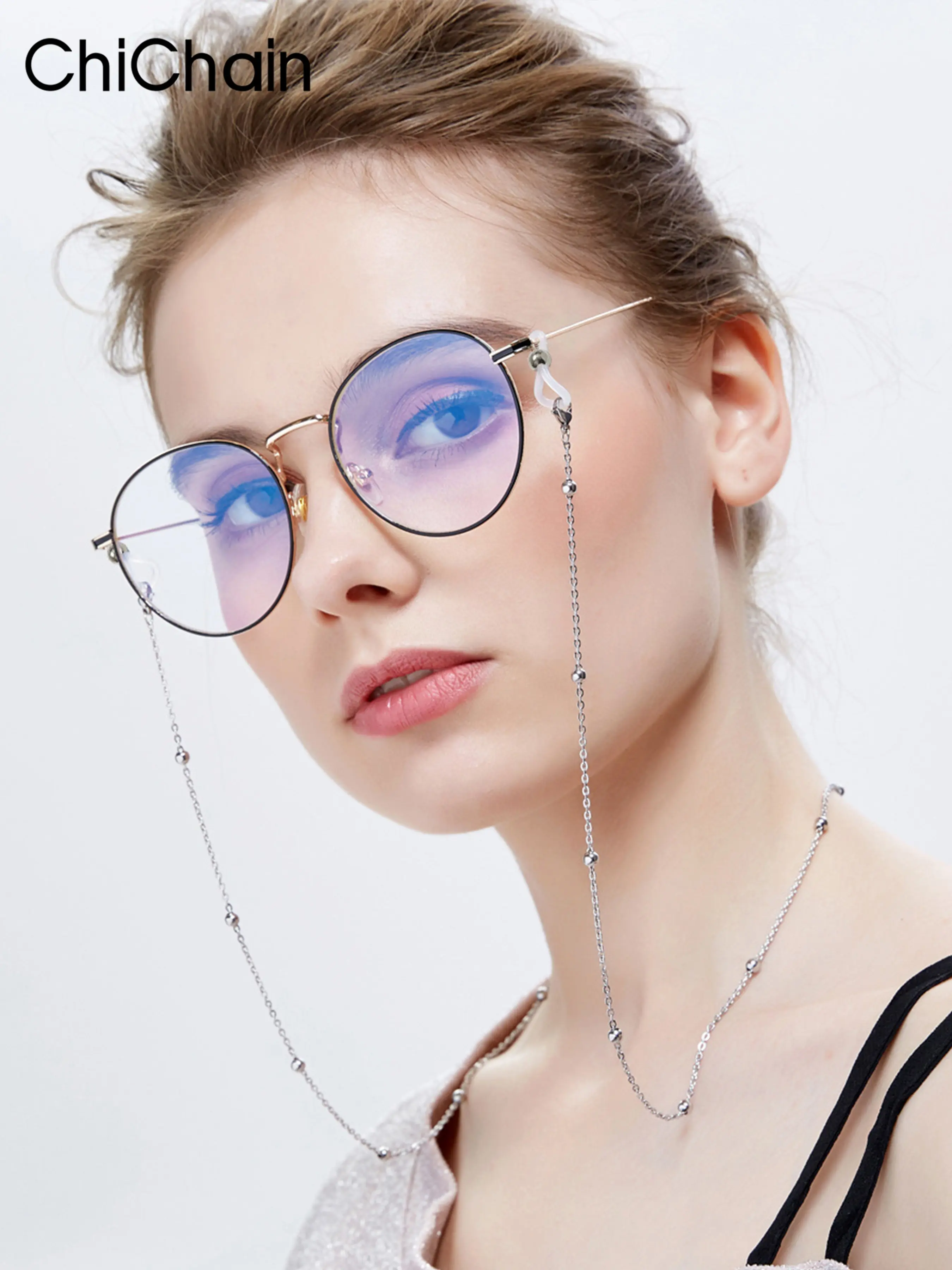 Fashion Stainless Steel Eyeglass Chain, Glasses Lanyard, Beads, Anti-Loss Eye Glasses Accessory, 1 Piece Pack, Stylish and Durable, Perfect for Daily Use, Eyeglass Holders Around Neck With Lanyard