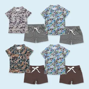 Camouflage polo shirt cotton shorts kids boys clothes