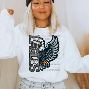 Eagles Mascot Faux Rhinestone Effect Ready to Press DTF Transfer for T-Shirts Ready to Press Sublimation CCMbyCrystal