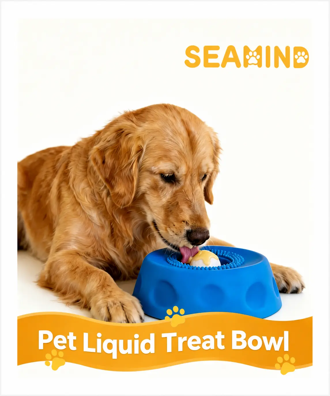 Seamind 3-in-1 Easy Feed Liquid Dog Slow Feeder Bowl with Dual-Ball Flow Tech (Hollow & Solid Rollers), No-Spill 8-Suction-Cup Licking Mat for Yogurt & Bone Broth, Premium Gift Box for Dogs (Feeder Bowls for Slow Feeding), Feeder Bowl Bowls, Slow Feeding