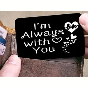 "i'm Always with You" Engraved Aluminum Wallet Insert Card, Romantic Gift for Boyfriend Girlfriend Husband, Anniversary Present, Birthday Card