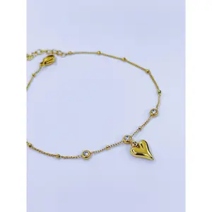 Bubble Heart Charm Anklet
