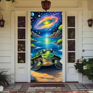 Front Door Decoration Cover Porch, Elastic Fabric Door Cover for Decorating Stretch Gate Covering for Interior, External Festive Season House Decoration