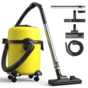 Canister Vacuum Cleaner Drum Vacuum Cleaner Wet/Dry Vacuum Cleaner Stainless Steel Bucket Vacuum High Capacity Heavy Duty Wheeled Drum Vacuum