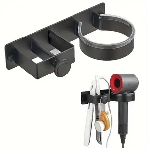 Wall Mounted Hair Dryer Holder, Bathroom Storage Organizer for Blow Dryer, Flat Iron, Curling Wand, Durable Non-electric Stand, Racks, Bathroom Organizing Accessories, Bathroom Accessory