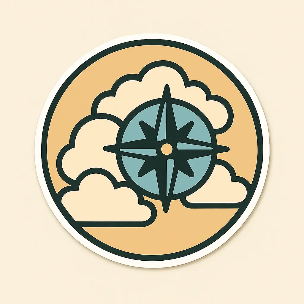 Dreamy Adventure Clouds and Compass Sticker - 3 Inch Vinyl Decal with Protective Laminated Finish Weather-Resistant Fade-Proof for Indoor & Outdoor Use