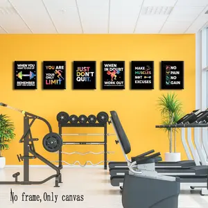 6pcs Inspirational Wall Art, Motivational Fitness Room Decor, Positive Canvas Prints for Gym and Exercise Classroom, High Quality Canvas Posters