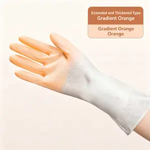 New Gradient Orange PVC Thin Cleaning Gloves - Waterproof, Wear-Resistant, Ideal for Kitchen Cleaning, Dishwashing