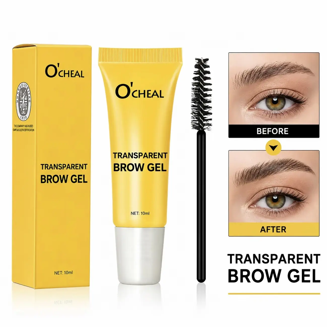 Professional Clear Brow Styling Spiking Glue, Creates a Natural Brow Shape with Strong Hold, Water- & Sweat-Resistant, Long-Lasting, Suitable for All Skin Types, Eyebrow Products