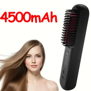 AWHOZR Wireless Portable Fast Heating Straightening Brush, 4500mAh, Women's Anti-Frizz Dual-Action Styler, Lightweight Travel Design, Type-C Fast Charging, 30-Second Instant Heating, Damage-Free Hair Care