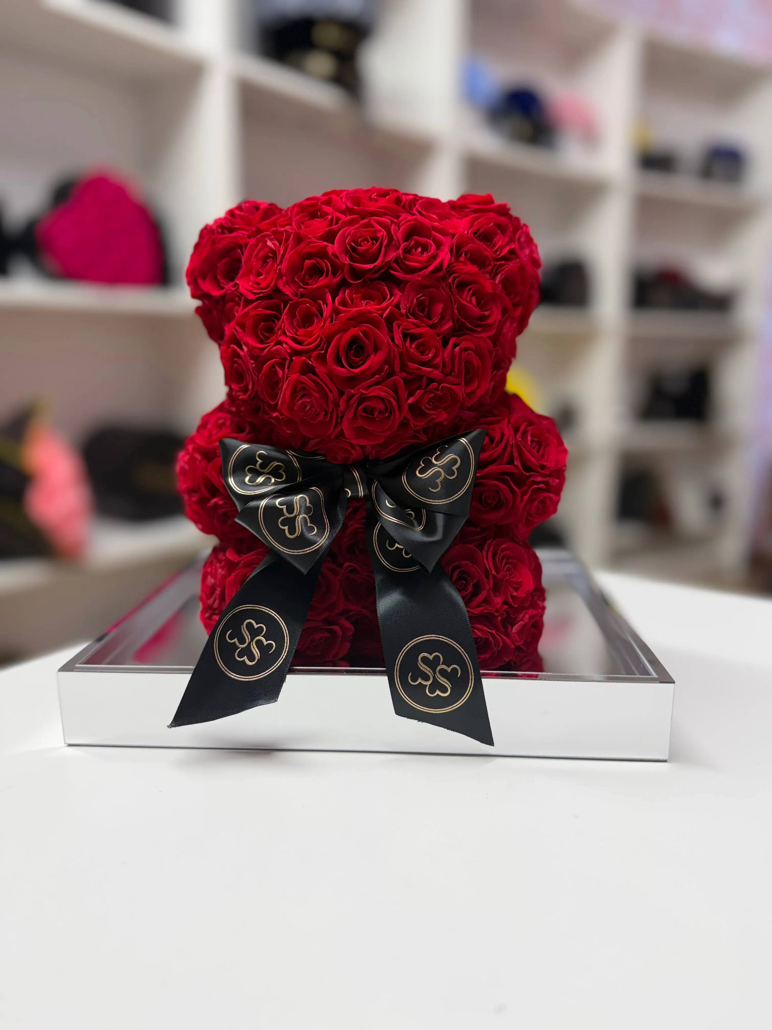 Preserved Rose Eternal Bear, Decorative Home Flower Arrangement, Ideal Gift for Home Supplies