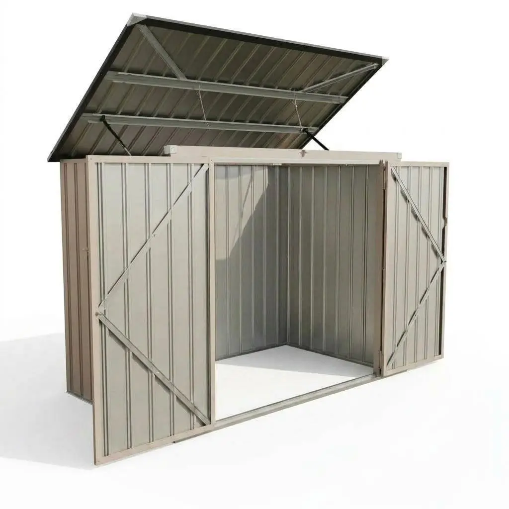 Heavy-Duty Metal Outdoor Trash Can Storage Outdoor Storage Unit, 3x6 FT Garbage Bin Enclosure, Waterproof & Rust-Resistant, Lockable Chain Lid, Fits 2 Cans,  Perfect for Garden, Backyard, Patio