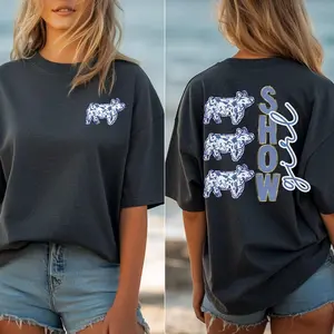 Cute Floral Show Pig Mama Shirt Funny Stock Show TShirt Swine Mom Gift Livestock County Fair Tee Hog Breeder Apparel Coquette Pig Jackpot T 100% Cotton