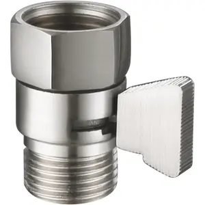 Water Flow Control Valve, Brass Shut Off Valve for Dual Shower Faucet, RV Shower  with Hose Flow Restrictor, Brushed Nickel