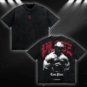 KONGGYM Tom Platz Heavyweight Gym Graphic Tee Premium Cotton Vintage Workout Shirt for Training & Men’s Oversized Pump Cover Gym T-Shirt, Muscle Tank, Sleeveless Gym Shirt, Aesthetic Gym Streetwear Top, Workout Shirt Gift