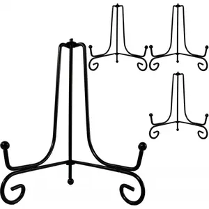 1PC Premium Black Iron Plate Stands for Display 6 Inch, Decorative Solid Metal Plate Holders for Displaying, Mini Easel, Frame, Book, Card, Plaque, Bowl, Picture Stands for Display
