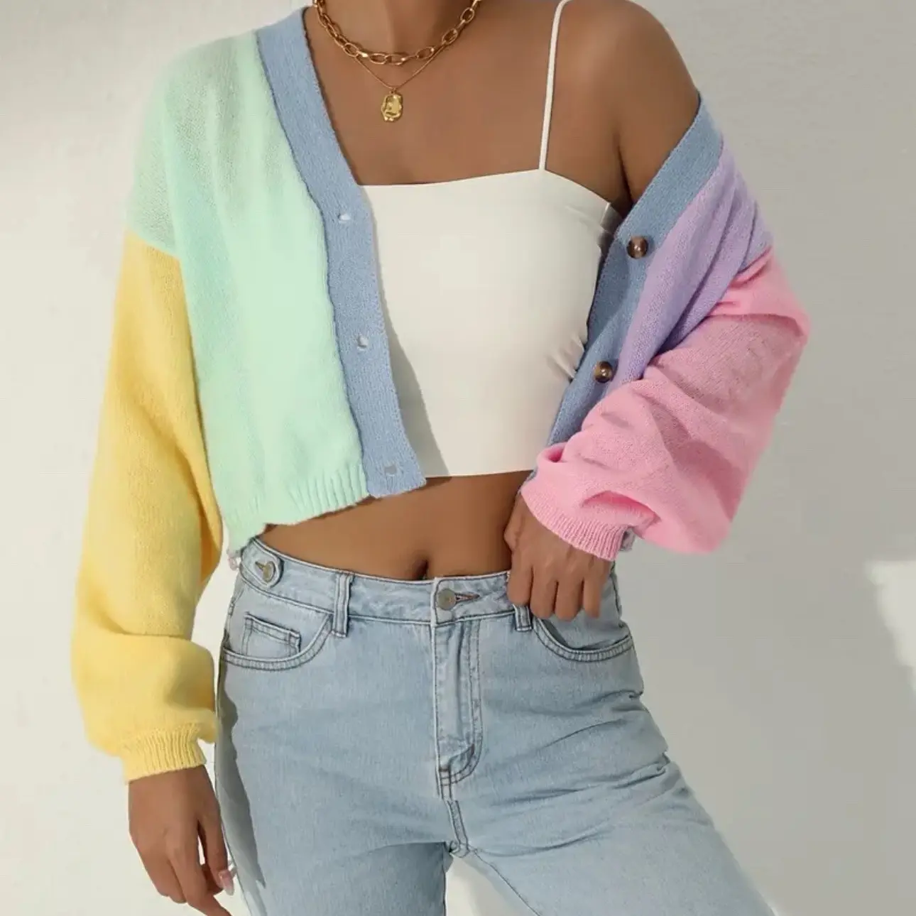 Pastel Colorblock Cardigan