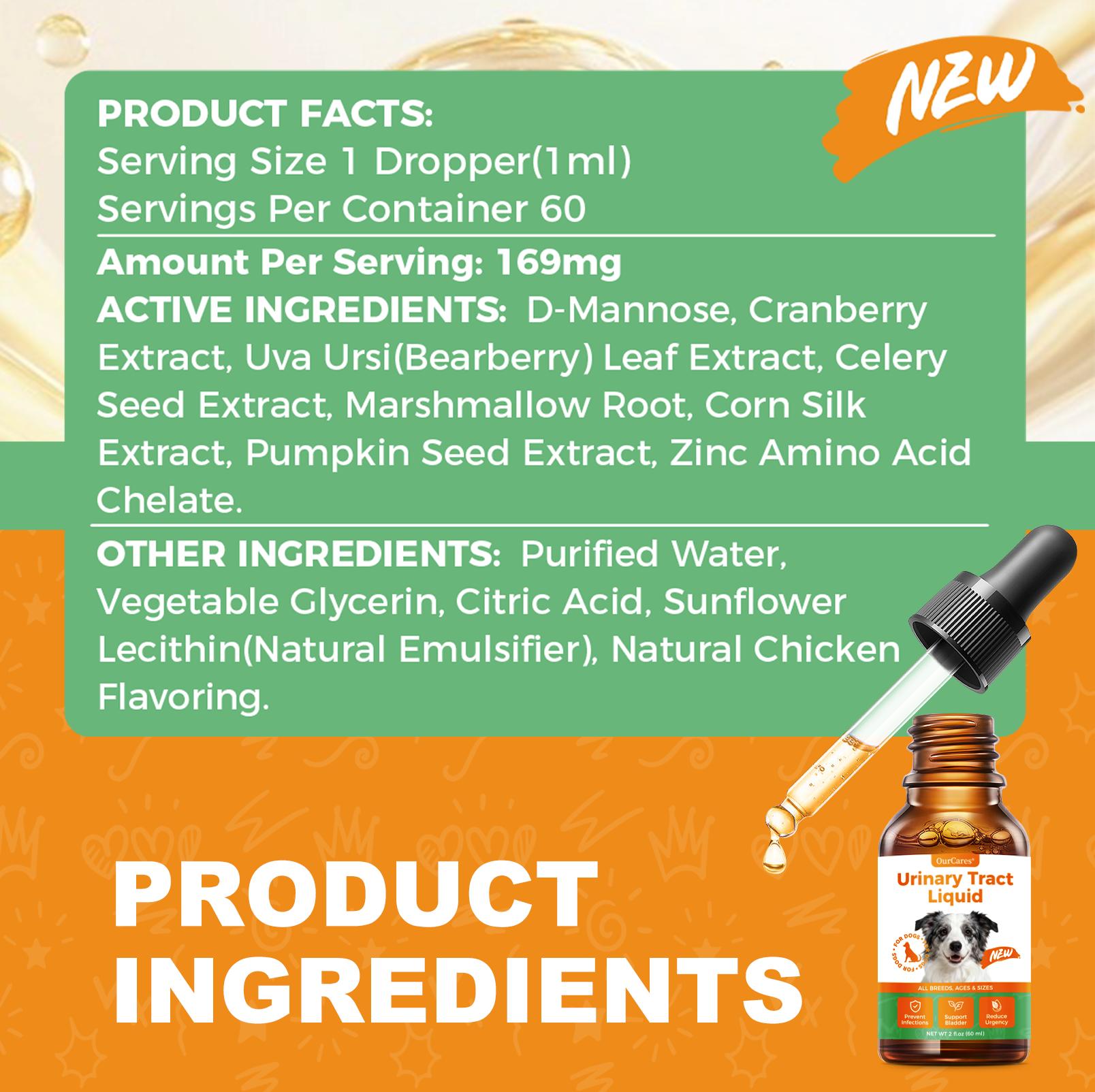 OurCares Urinary Tract Liquid Drops for Dogs (Chicken Flavor) – 60ml | With D-Mannose, Cranberry, Uva Ursi & Pumpkin Seed, Supports Bladder Health, Flushes Urinary Tract & Relieves Discomfort OurCares Urinary Tract Liquid Drops for Dogs (Chicken Flavor) – 60ml | With D-Mannose, Cranberry, Uva Ursi & Pumpkin Seed, Supports Bladder Health, Flushes Urinary Tract & Relieves Discomfort