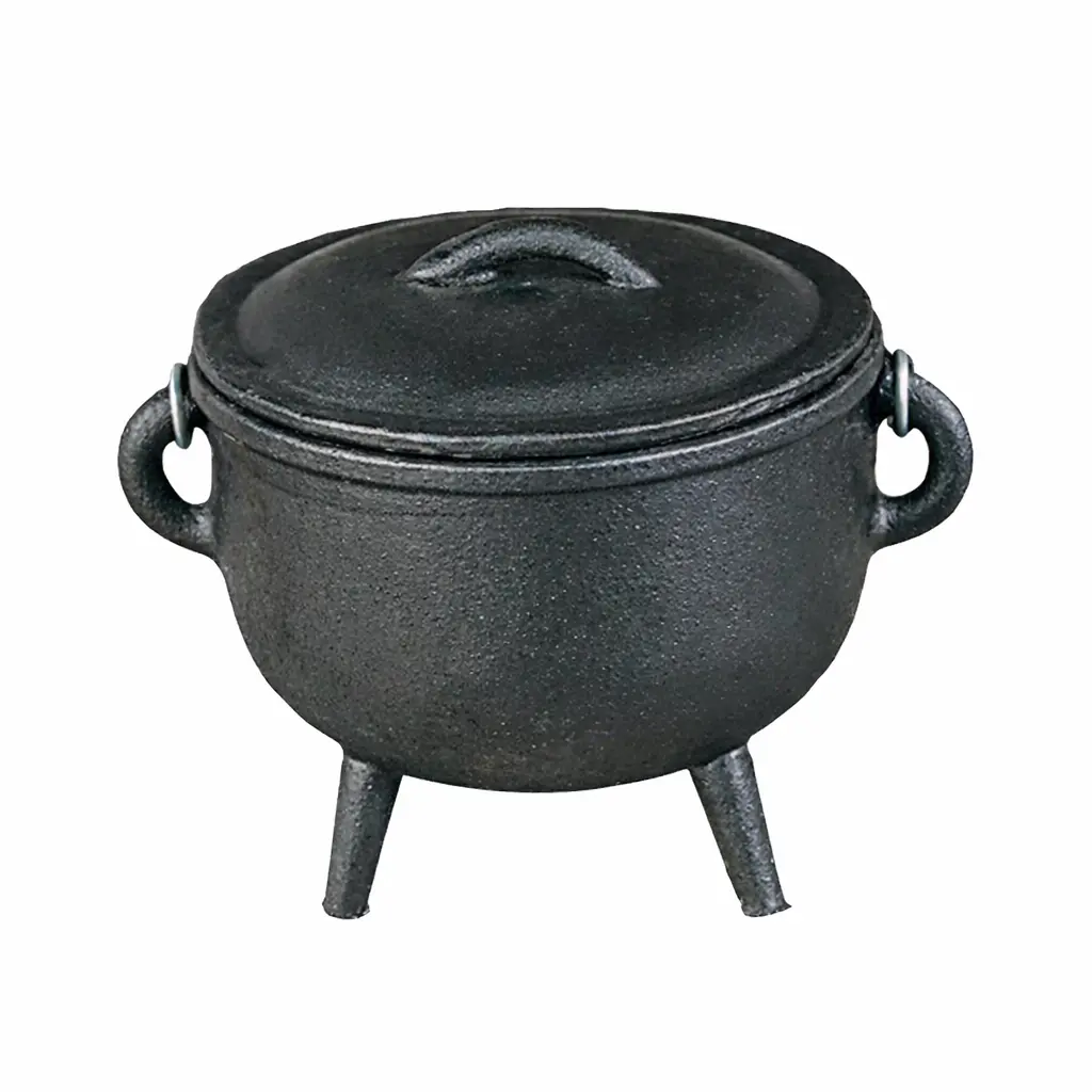 Cast Iron Cauldron with Lid & Carry Handle for Rituals (4.5") Incense