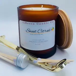 Sweet Citrus Scented Candle 8.0 oz Soy & Coconut Wax Blend - Citrus Notes with Vanilla & Cyclamen, Eco-Friendly Household Candle  Freshener