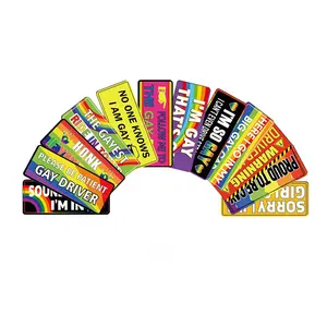 Gay Pride 12 PCS Funny Car Magnet Set LGBT Magnetic Bumper Stickers Reusable Prank Decals for Car Truck Fridge Locker Decorative Accessories Fun Eye-Catching Designs
