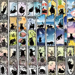 Cat Pattern Sticker, 50pcs/set Cute Cartoon Cat Decorative Sticker, DIY Decals for Water Bottle, Laptop, Phone Case, Scrapbooking, Journal Making, Ornaments