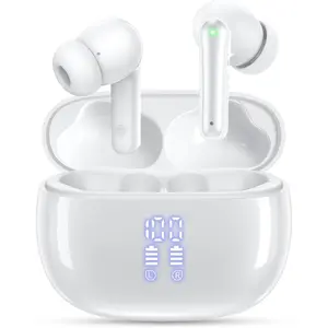 Ark eCart Wireless Earbuds Bluetooth Headphones, 40H Playtime Stereo IPX5 Waterproof Ear Buds, White Audio Earphones, Electronic Headset