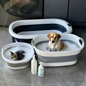 Foldable Portable Pet Bath Tub Set, Non-Slip Beauty Brush, Easy Storage, Gentle Cleaning Care, Light, Cat Dog Universal Multi-Function, Grooming Supplies