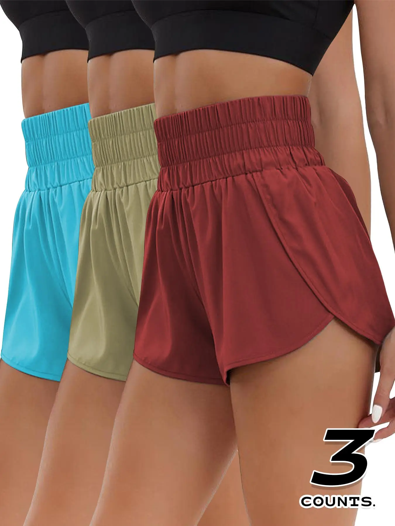 Women's Solid Color High Waist Gym Shorts, Waisted Yoga Shorts, Elastic Sporty Shorts, Casual Comfy Breathable Skinny Shorts for Yoga Gym Workout Running, Ladies Sportswear for All Seasons