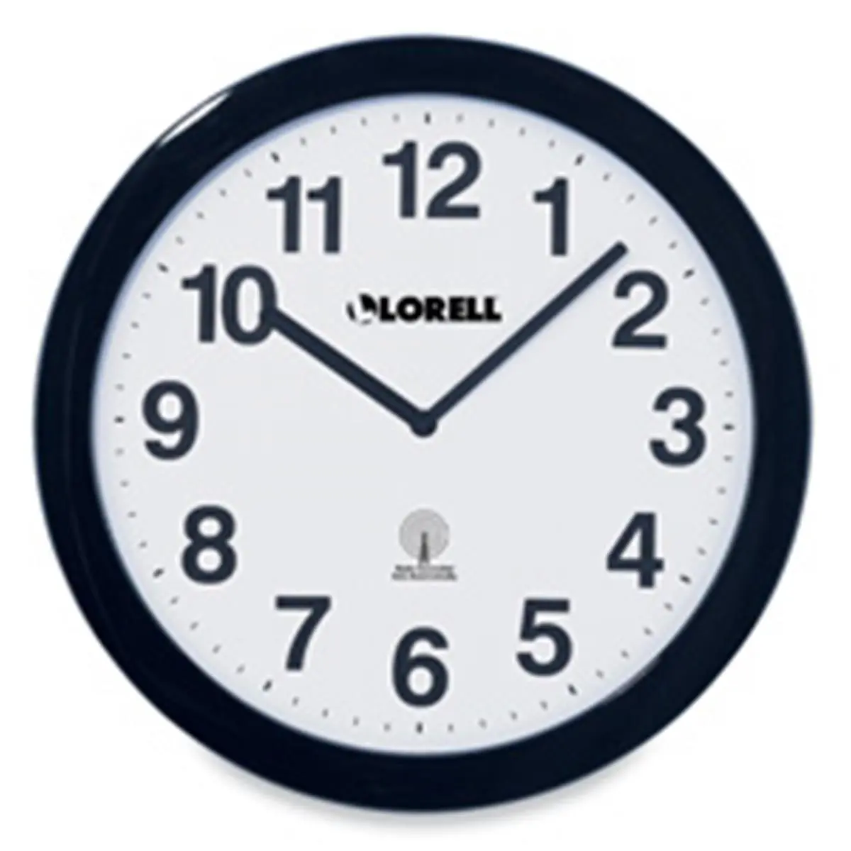 12in Round ABS Plastic Radio-Controlled Wall Clock, Arabic Numerals, White Dial, Black Frame, Home Decor, Room Decor