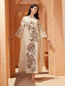 New Mesh Embroidery Dress Muslim Long Robe Ethnic Clothing Heavy Patchwork Stitching, Stylish & Comfortable Design
