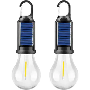 Solar rechargeable camping tent light, waterproof hanging LED lantern with hook, USB solar-powered outdoor emergency bulb, portable warm light for hiking, backpacking, parties, hurricane emergencies, household decorative light — available in sets of 1/2/4