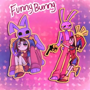 Digital Circus Funny Bunny Keychain - Pomni And Jax Acrylic Charm - Cute Acrylic Cartoon Keychain, Funny Meme Character Charm for Keys, Bags, Backpack, Durable Gift for Fans & Collectors