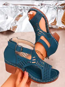 Women's Spring Summer Outdoor Beach Vacation Travel Casual Fashion Simple Multifunctional Open Toe Fish Mouth Bohemian Roman Shoes Footwear