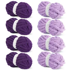 HOMBYS Chunky Chenille Yarn Set – 8 Pack Super Soft Jumbo Yarn for Crochet, Hand Knitting Blankets, Pillows & DIY Crafts