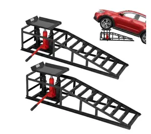 Garvee 2-Pack Hydraulic Car Ramps, 5T/11000 lbs Capacity Low-Profile Car Lift with Adjustable Height (9.4"-13.34") for Trucks, Trailers, and Auto Repair in Garage, Black