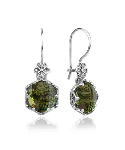 Filigree Art Alexandrite Gemstone Women Sterling Silver Drop Earrings
