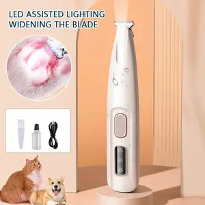 Pet Trimmer, 1 Set Waterproof Rechargeable Pet Shaver with Led Light, Multifunctional Pet Hair Clippers for Paws Eyes Ears Face Rump, Dog & Cat Grooming Tool, Grooming Products