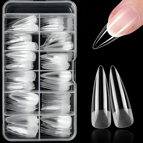 Clear Stiletto Fake Nails, 240pcs/set Full Cover Press on Nails with Storage Box, Reusable Kit for Women & Girls, Diy Nail Look