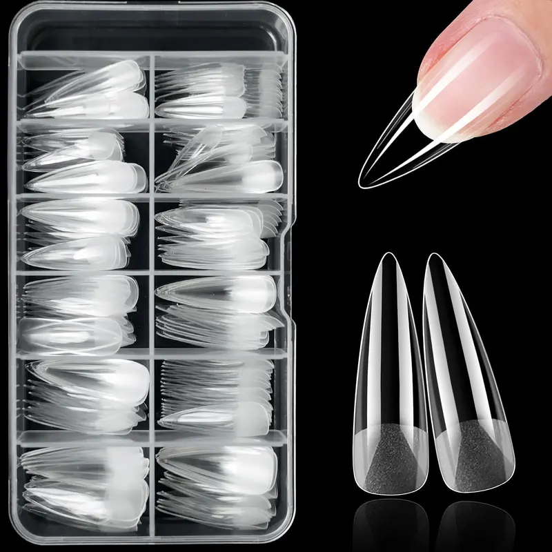 Clear Stiletto Fake Nails, 240pcs/set Full Cover Press on Nails with Storage Box, Reusable Kit for Women & Girls, Diy Nail Look