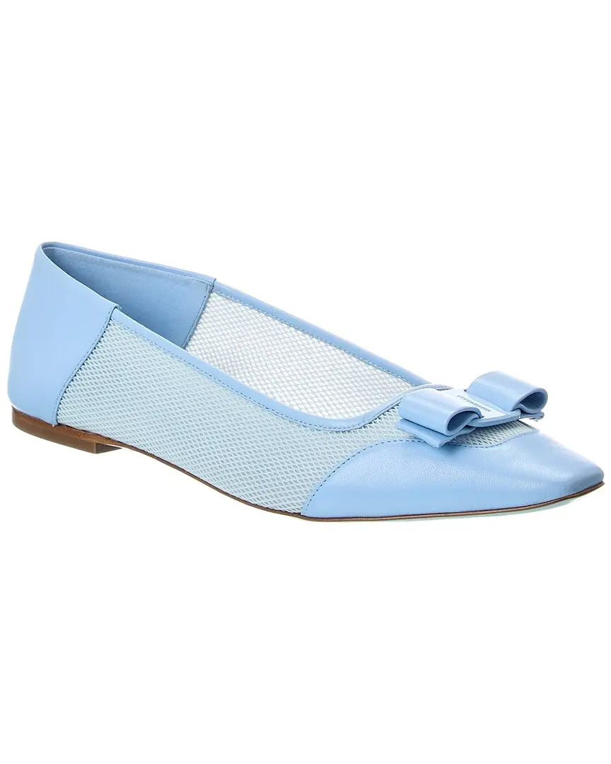 Ferragamo Mesh & Leather Flat