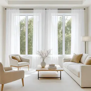 White Sheer Curtains 84 Inches Long, 4 Panels Set, Light Filtering Rod Pocket Voile Drapes for Living Room and Bedroom, Airy Soft Fabric Window Treatments, 42 x 84 Inches