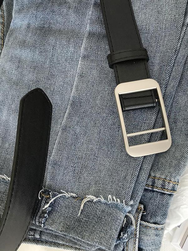 Unisex Business Solid Color PU Buckle Belt, Fashion Zinc Alloy Belt For Dress & Jeans, Daily All-match Clothing Decoration, Casual Business Belt