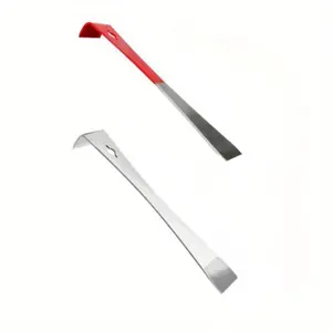 2 piece stainless steel crowbar and scraper set - large flat plate with sharp right Angle and 90° end, durable metal hand tool for woodworking