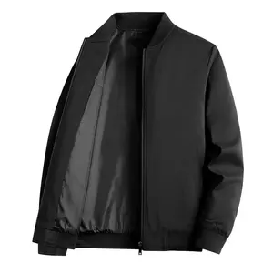 Men's Trendy Black Slim-Fit Bomber Windbreaker Jacketjacket with hidden pocket, Streetwear Lightweight Outerwear