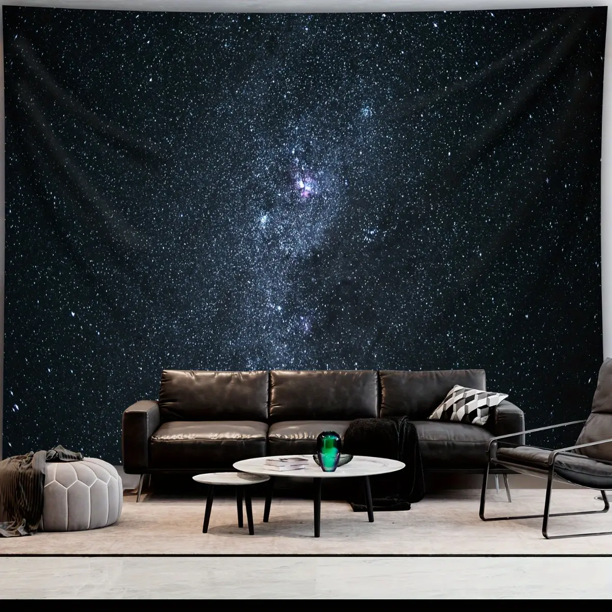 XL Night Sky Galaxy Wall Tapestry - Realistic Milky Way & Planets Celestial Map - Wall Hanging Suitable for Bedroom, Living Room, Dorm Decor - Easy Install No Tools/Moon Phase Chart - Durable for Parties & Events