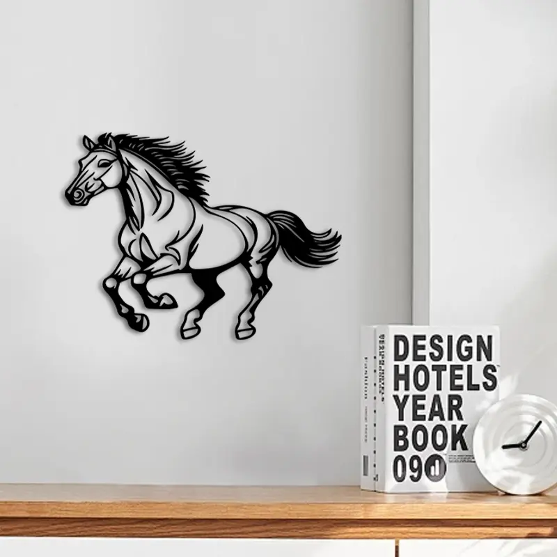 1pc Festive Horse Metal Wall Art, Family Horse Statue Mural, Perfect for Living Room, Foyer, Stable Decor, Christmas Decor, Ideal Gift for Equestrians