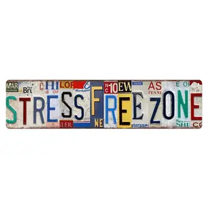 Vintage Stress Free Zone Wall Decor Street Signs Metal Signs 16 x 4 Inches