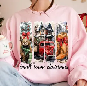 Vintage small town christmas Sweatshirt, Cowgirl Sweatshirt