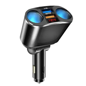 12/24V Car Cigarette Lighter Splitter with LED Voltmeter, 2-Socket Cigarette Lighter Adapter Super Fast Car Charger for Smart Phone GPS Dash Cam and More